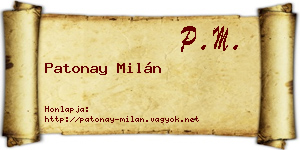 Patonay Milán névjegykártya