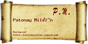 Patonay Milán névjegykártya
