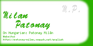 milan patonay business card