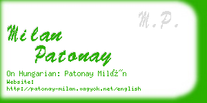 milan patonay business card